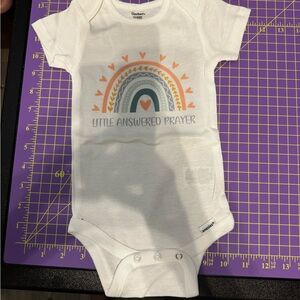 Gerber White Onesie with Rainbow and Heart Design